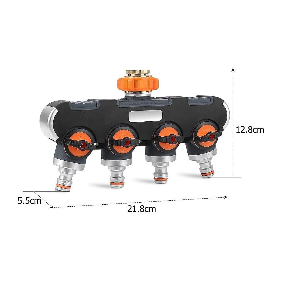 4 - Way Garden Tap Hose Splitter – Heavy - Duty TPR+ABS with Aluminium Nut - Gardening DownunderHome & Garden > Garden Tools > Gardening Accessories