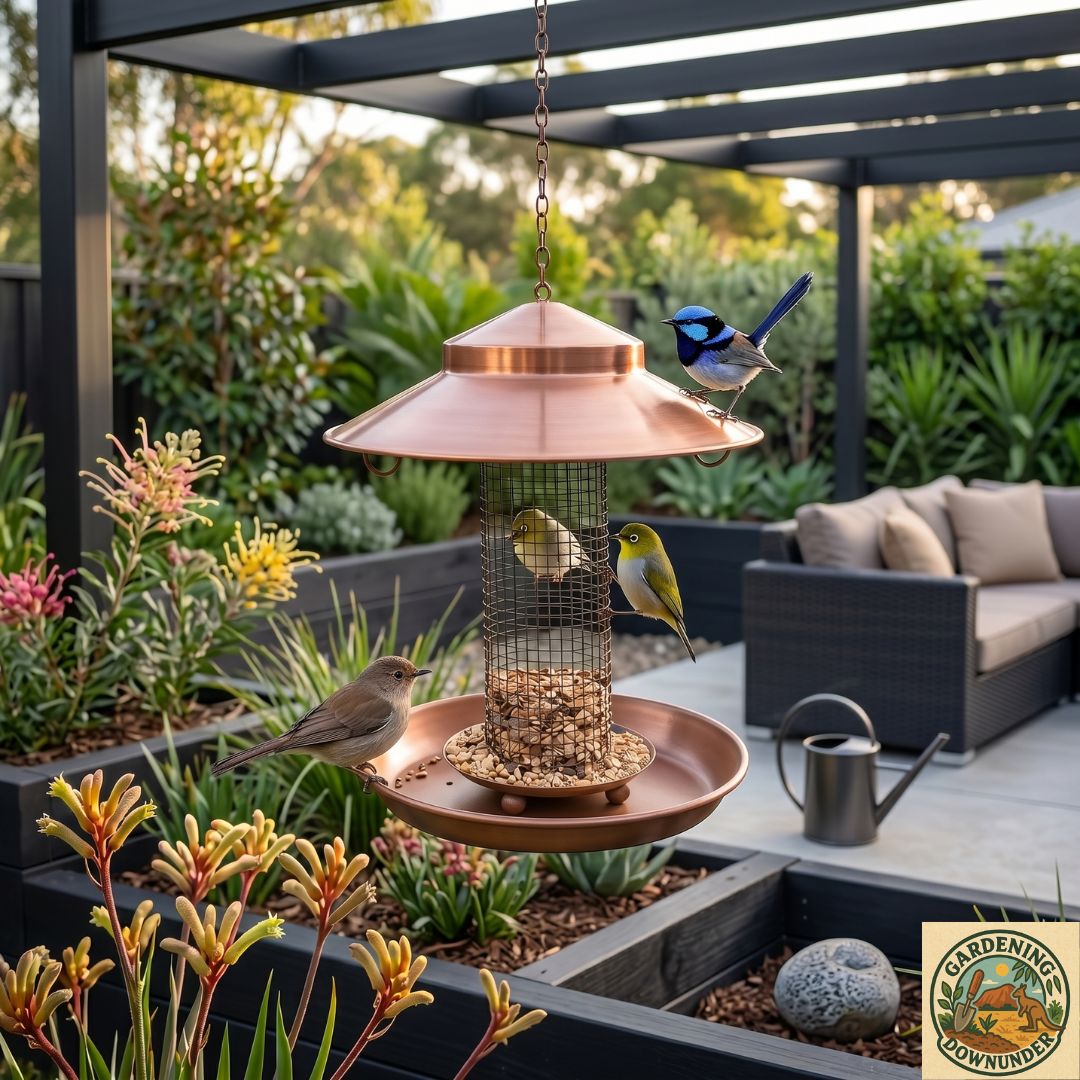 Decorative Hanging Bird Feeder with Metal Birds - Gardening Downunder