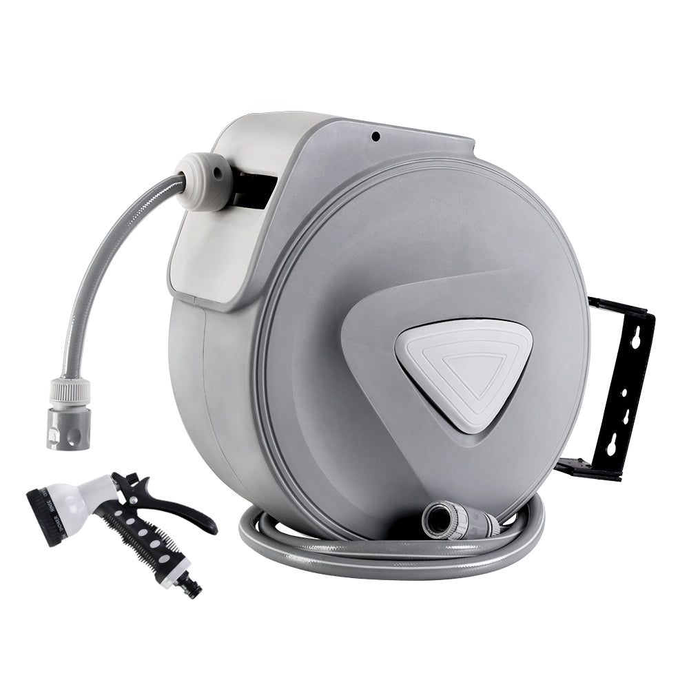 30m Retractable Hose Reel with 9 - Setting Spray Gun – Wall Mount & Auto Rewind - Gardening DownunderHome & Garden > Garden Tools > Garden Hoses