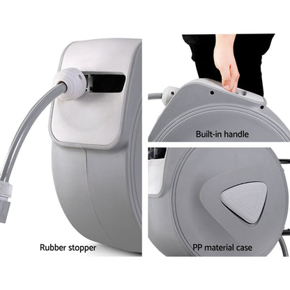 30m Retractable Hose Reel with 9 - Setting Spray Gun – Wall Mount & Auto Rewind - Gardening DownunderHome & Garden > Garden Tools > Garden Hoses