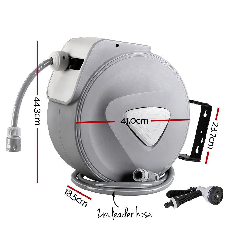 30m Retractable Hose Reel with 9 - Setting Spray Gun – Wall Mount & Auto Rewind - Gardening DownunderHome & Garden > Garden Tools > Garden Hoses