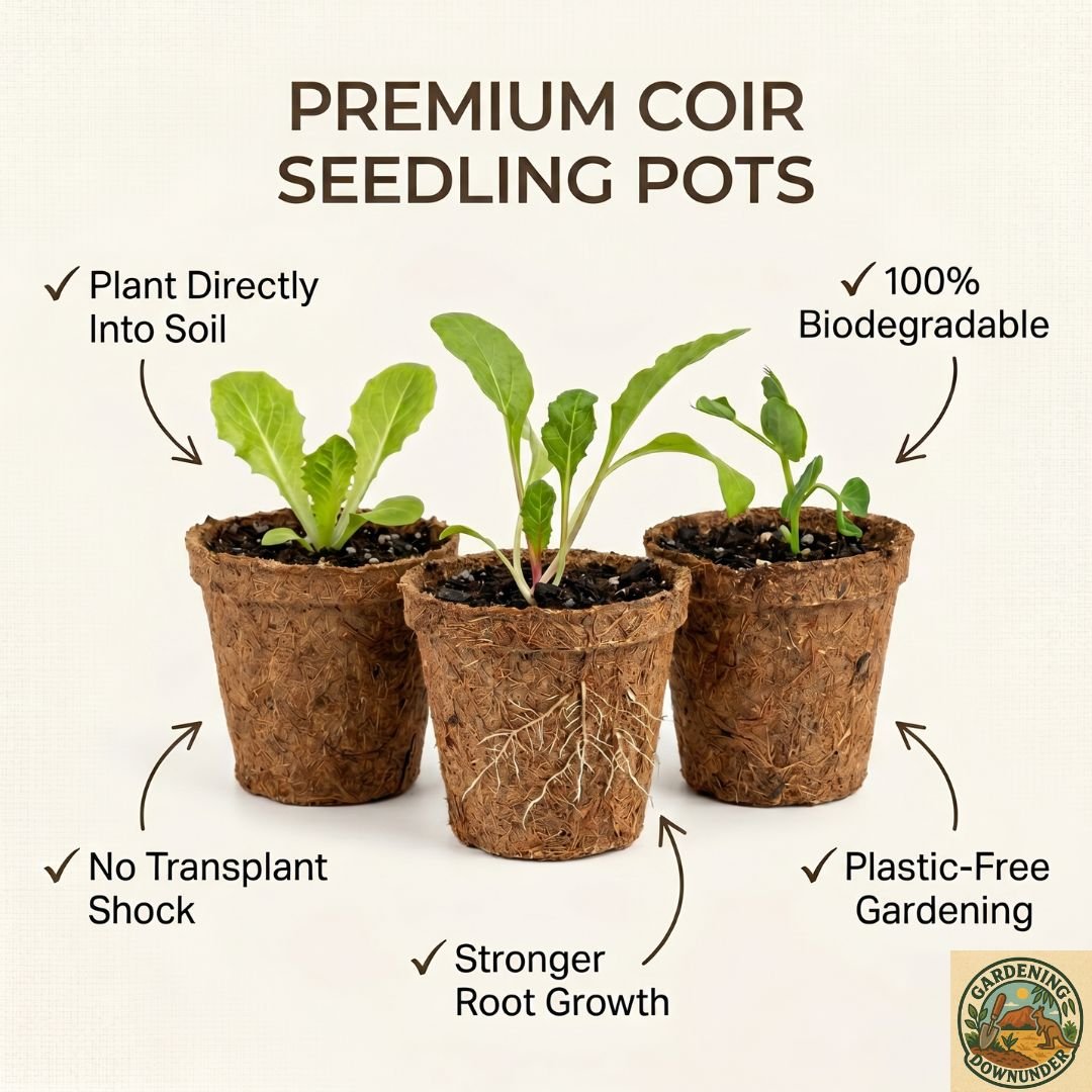 6.5cm Biodegradable Coir Seedling Pots – 8 Pack - Gardening Downunder