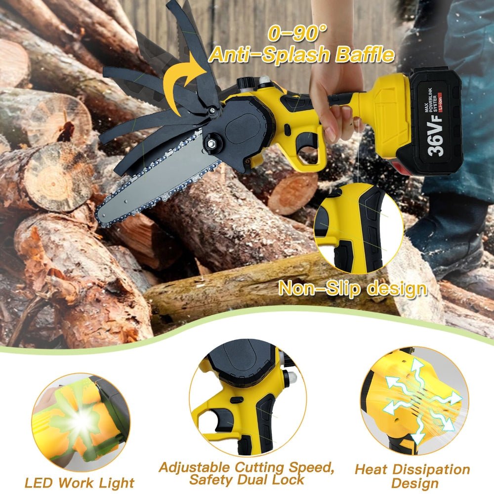 8 Inch One - Handed Mini Electric Chainsaw – 3500W Cordless Tree Cutter - Gardening DownunderTools > Power Tools > Power Saws