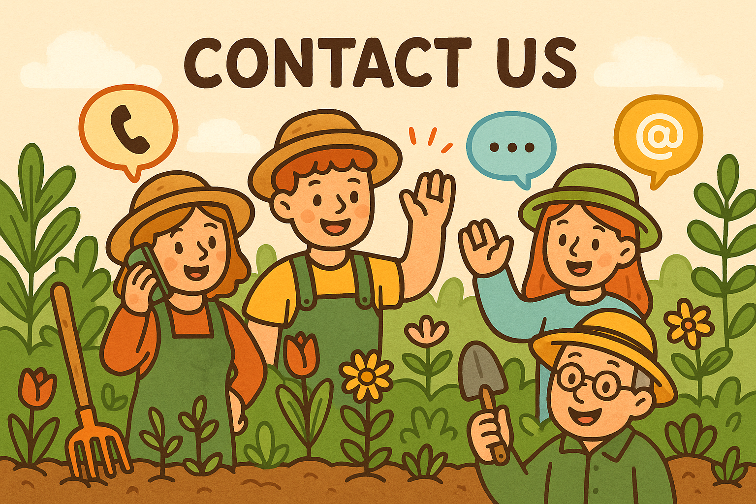 create an image for contact us in a cartoon style