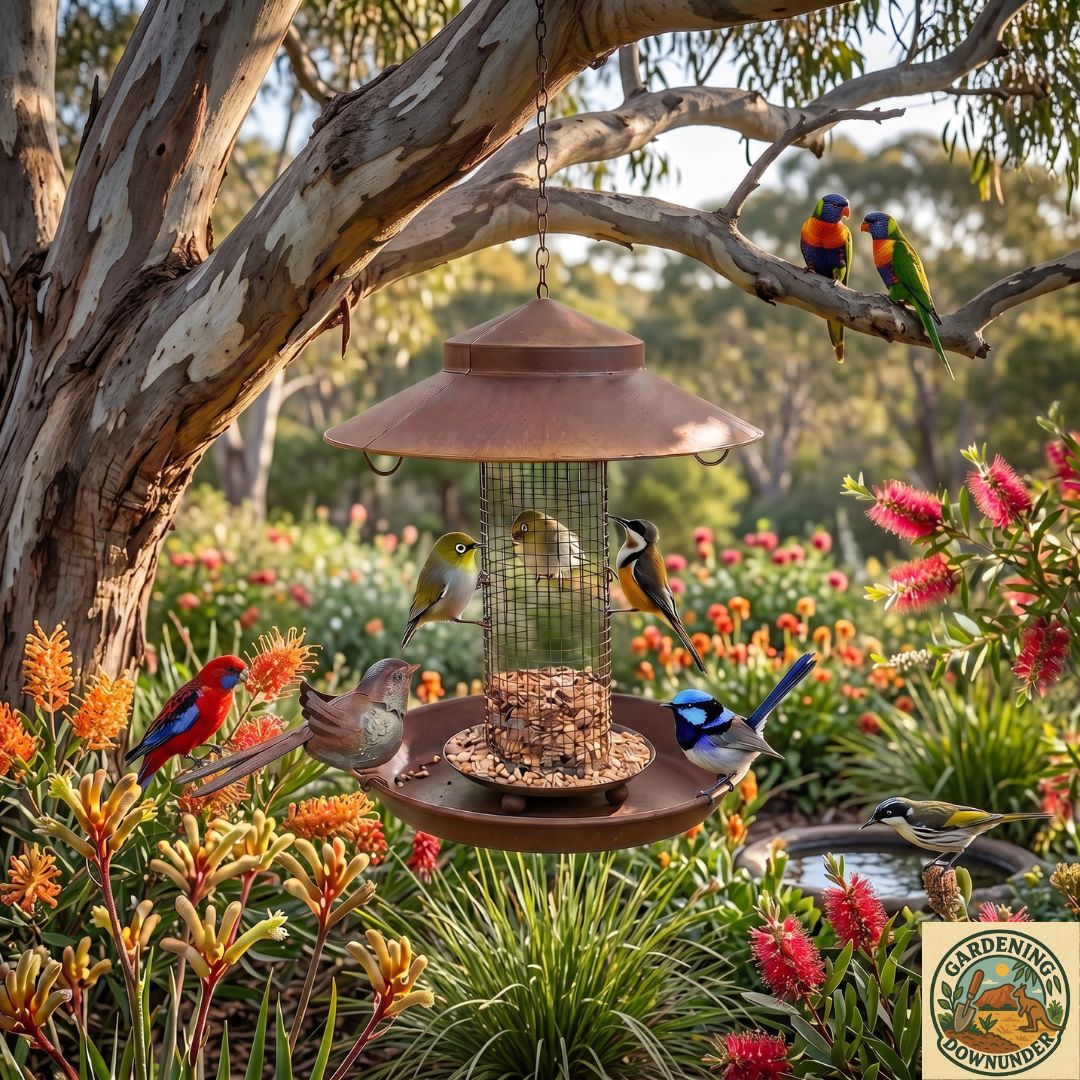 Decorative Hanging Bird Feeder with Metal Birds - Gardening Downunder
