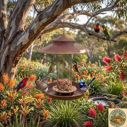 Decorative Hanging Bird Feeder with Metal Birds - Gardening Downunder