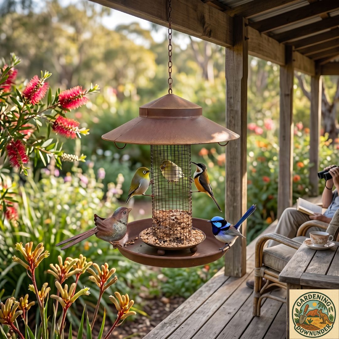 Decorative Hanging Bird Feeder with Metal Birds - Gardening Downunder