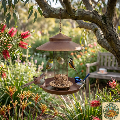 Decorative Hanging Bird Feeder with Metal Birds - Gardening Downunder