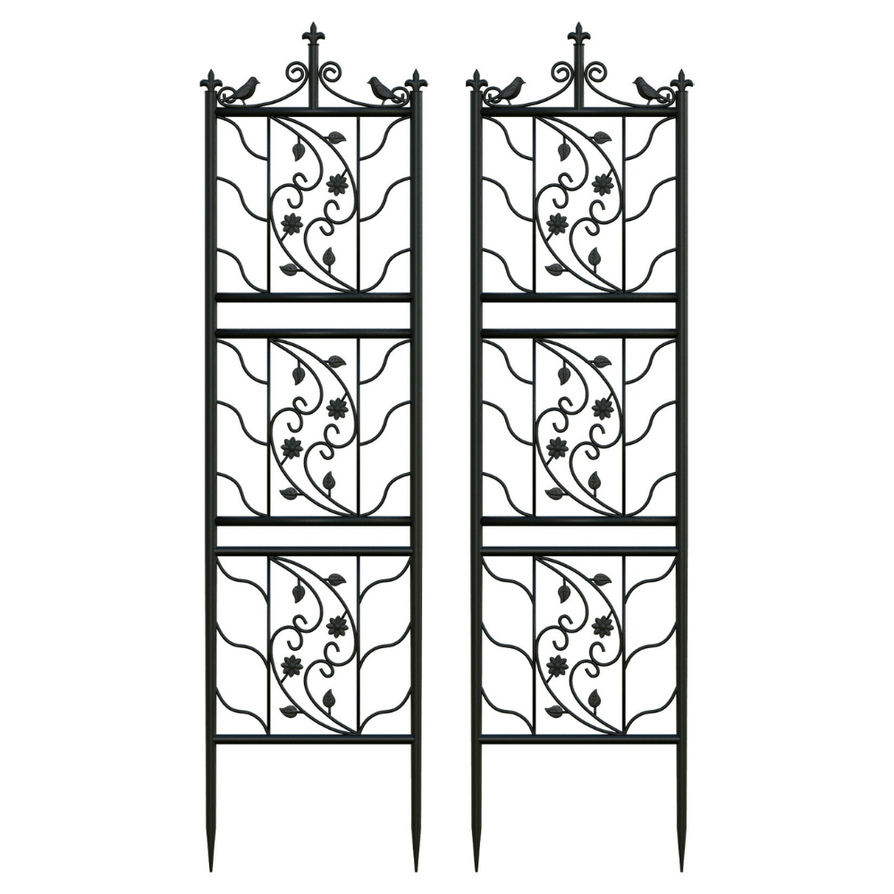 Garden Trellis Panels – 2 Pack Black Metal Iron - Gardening DownunderGeneral Product