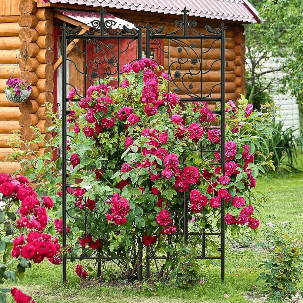 Garden Trellis Panels – 2 Pack Black Metal Iron - Gardening DownunderGeneral Product