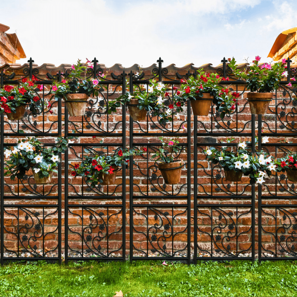 Garden Trellis Panels – 2 Pack Black Metal Iron - Gardening DownunderGeneral Product