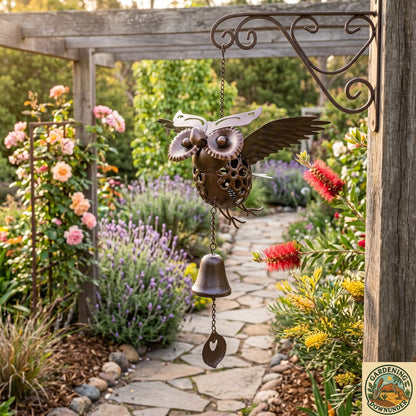 Hanging Solar Owl Light with Bell - Gardening Downunder