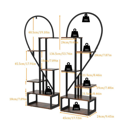 Heart Shaped Plant Shelf Holder 6 Tiers Metal Indoor Plant Stand - Gardening DownunderGeneral Product