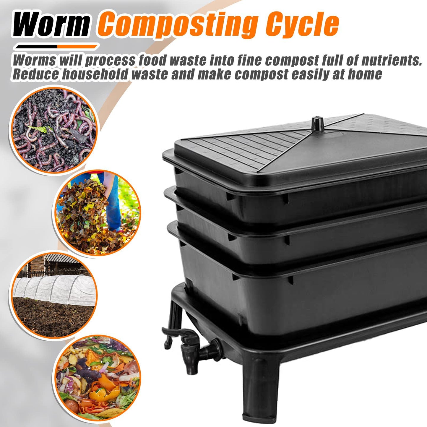 Home Worm Farm Composting System – Indoor & Outdoor Worm Bin - Gardening DownunderHome & Garden > Garden Tools > Gardening Accessories