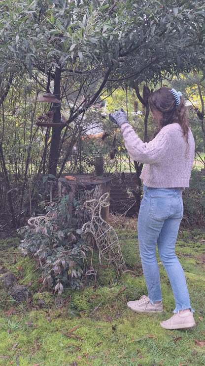 Decorative Hanging Bird Feeder with Metal Birds