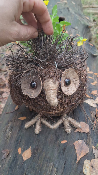 Rattan Standing Owl Planter