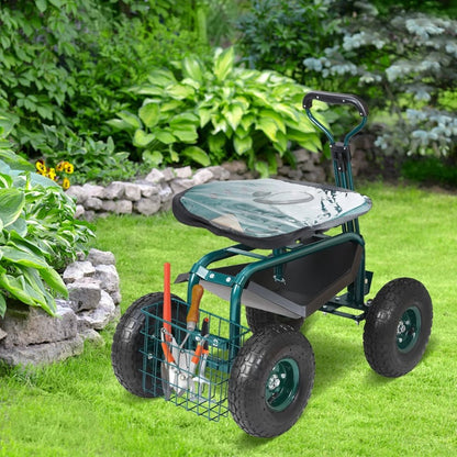 Rolling Garden Cart with Swivel Seat and Storage - Gardening DownunderGeneral Product