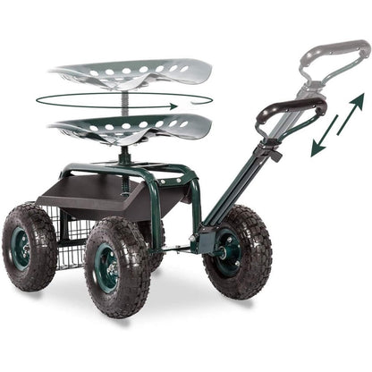 Rolling Garden Cart with Swivel Seat and Storage - Gardening DownunderGeneral Product
