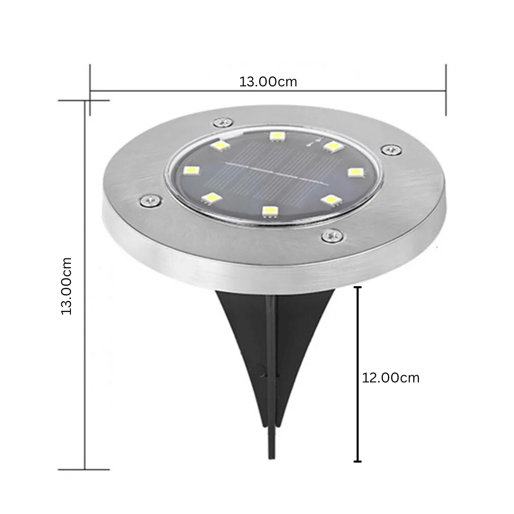 Solar LED Underground Garden Light – Stainless Steel Warm White - Gardening Downunder3PL Product