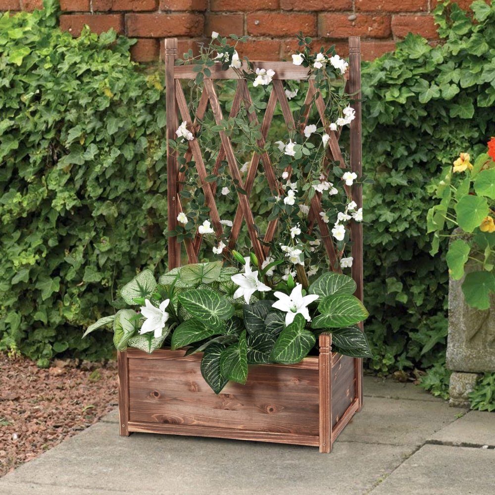 Wooden Raised Plant Garden Elevated Planter Box with Trellis - Gardening DownunderGeneral Product